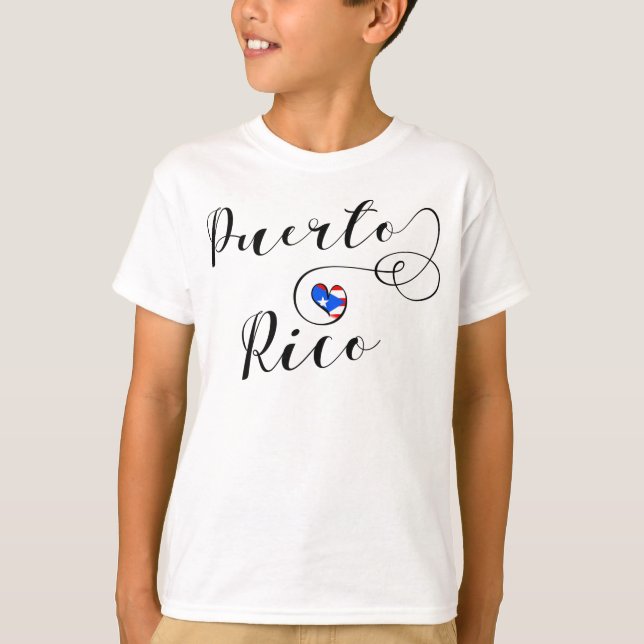 Camiseta Puerto Rica Flag Heart, Puerto Rican Design (Frente)
