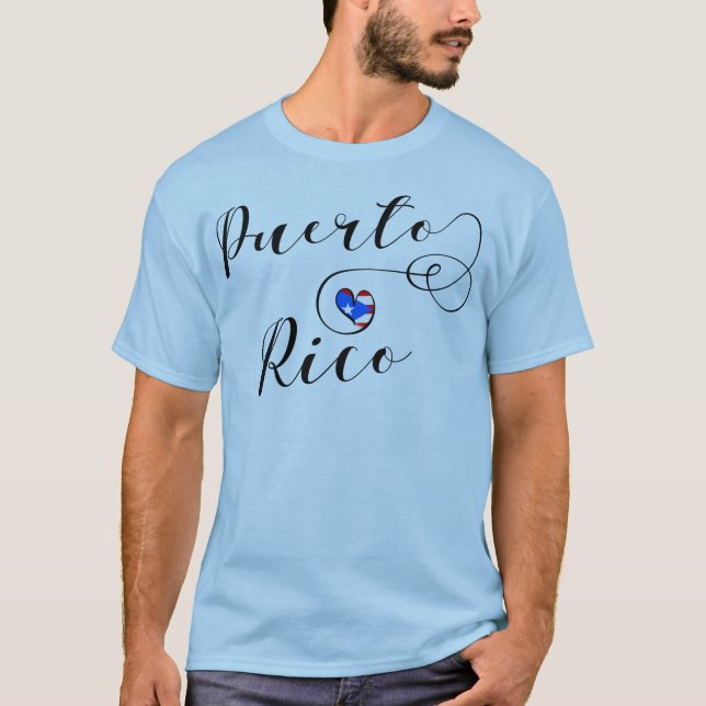 Camiseta Puerto Rica Flag Heart, Puerto Rican Design (Frente)
