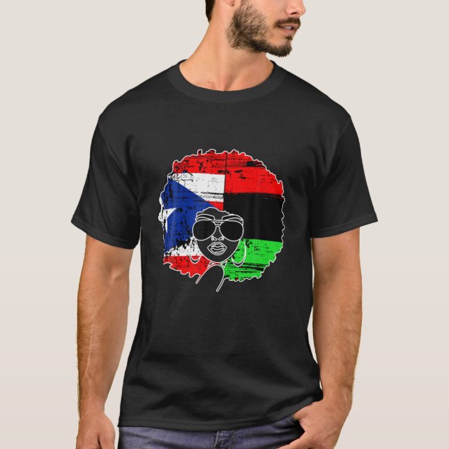 Camiseta PUERTO RICAN AFRO LATINA, Boricua Porto Rico Flag (Frente)
