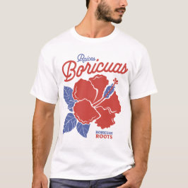 Camiseta Puerto Rican Boricua Roots with Hibiscus Flowers