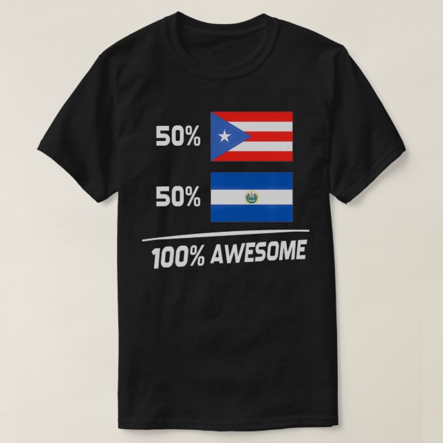 Camiseta Puerto Rican Salvadorian Flag Puerto Rico El Salva (Frente do Design)