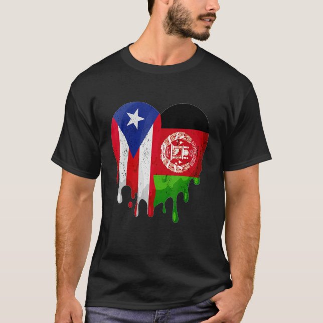 Camiseta Puerto Rico Afghanistan Flag Heart Grown Patriot C (Frente)