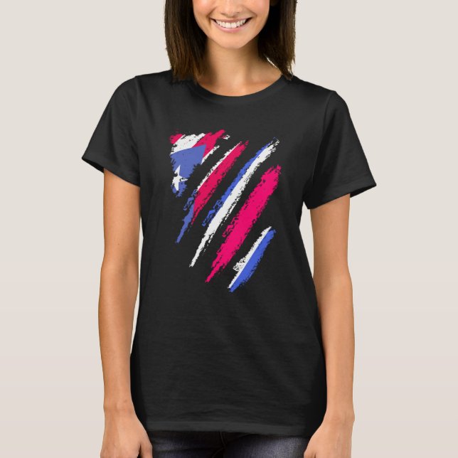 Camiseta Puerto Rico Flag Costa Rica Grown Patriot Country  (Frente)