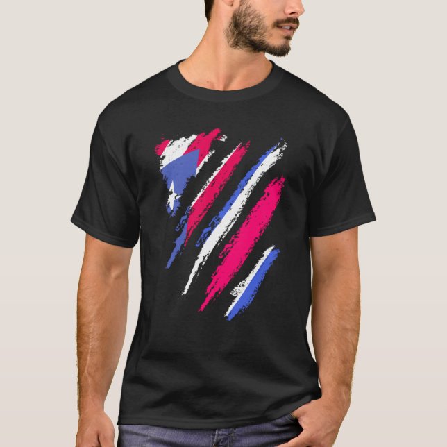 Camiseta Puerto Rico Flag Costa Rica Grown Patriot Country  (Frente)