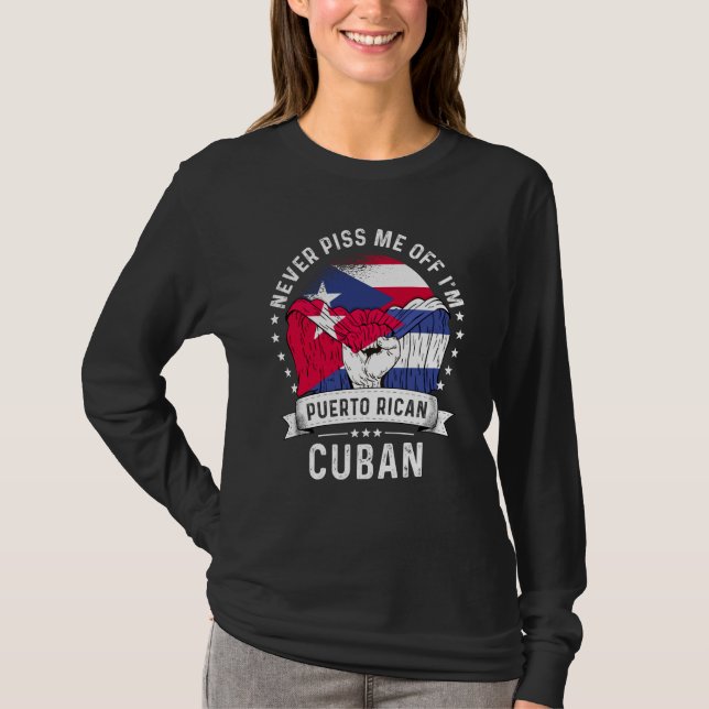Camiseta Puerto Rico Flag Cuba Grown Humor Pride (Frente)
