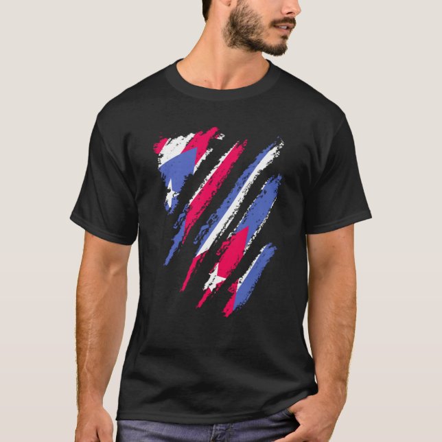 Camiseta Puerto Rico Flag Cuba Grown Patriot Country Stripe (Frente)