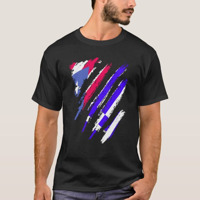 Camiseta Puerto Rico Flag Greece Grown Patriot Country Stri (Frente)