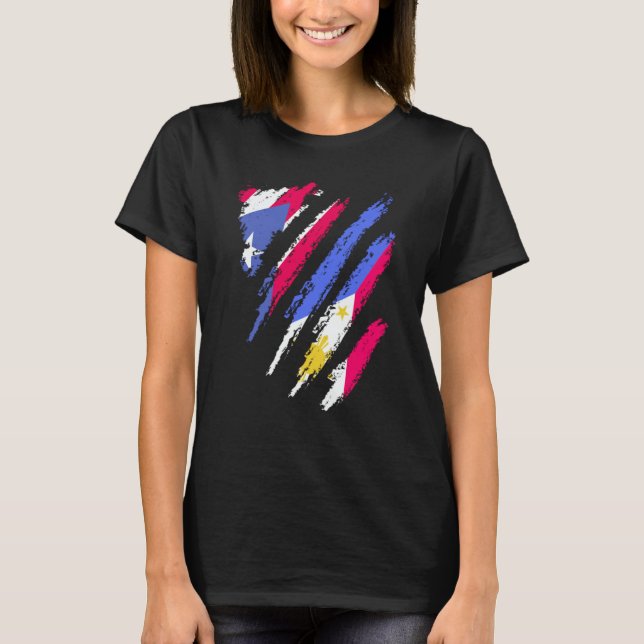 Camiseta Puerto Rico Flag Philippines Grown Patriot Country (Frente)