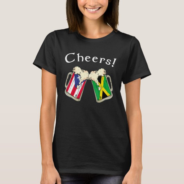 Camiseta Puerto Rico Jamaica Flag Cheers Beer Grown Patriot (Frente)