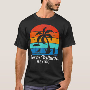 Camiseta Puerto Vallarta Beach Mexico Palm Tree Vintage Sun