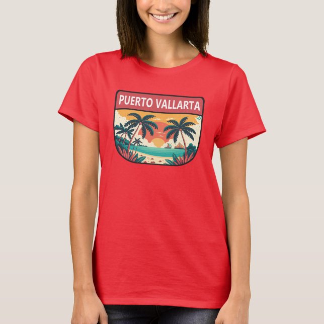 Camiseta Puerto Vallarta Mexico Retro Emblem (Frente)