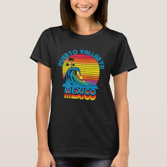 Camiseta Puerto Vallarta Mexico Retro Throwback Surf & Beac (Frente)