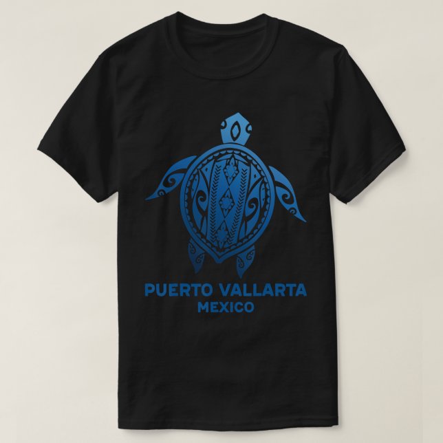 Camiseta Puerto Vallarta Mexico Tattoo Blue Sea Turtle Souv (Frente do Design)