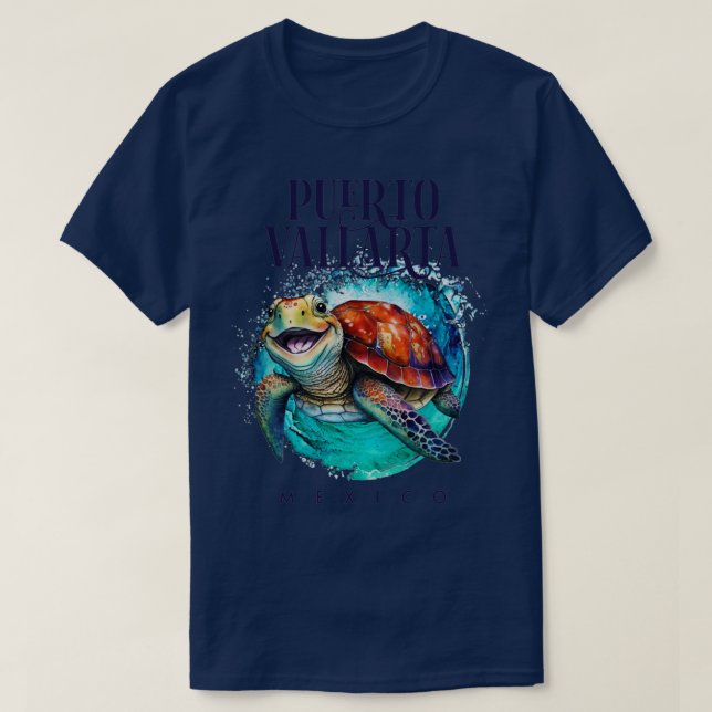 Camiseta Puerto Vallarta Mexico Watercolor Tartaruga (Frente do Design)