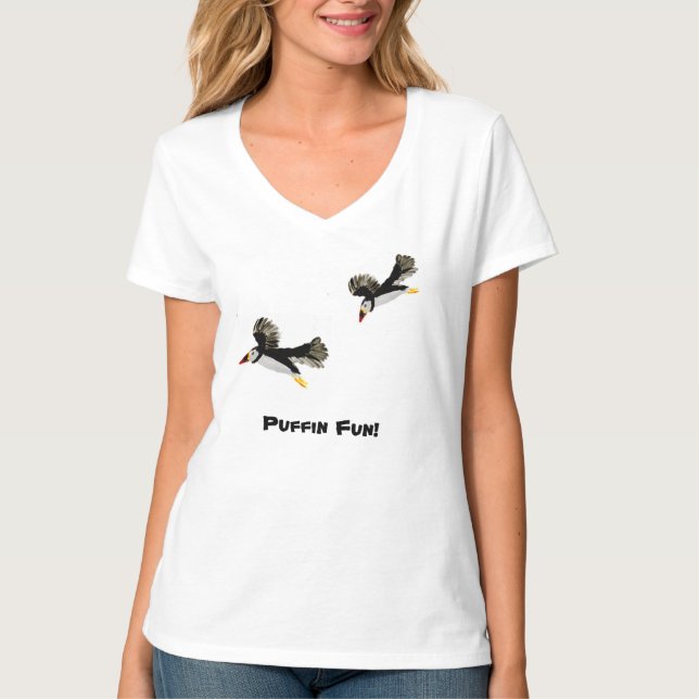 Camiseta Puffin Bird Art divertido (Frente)