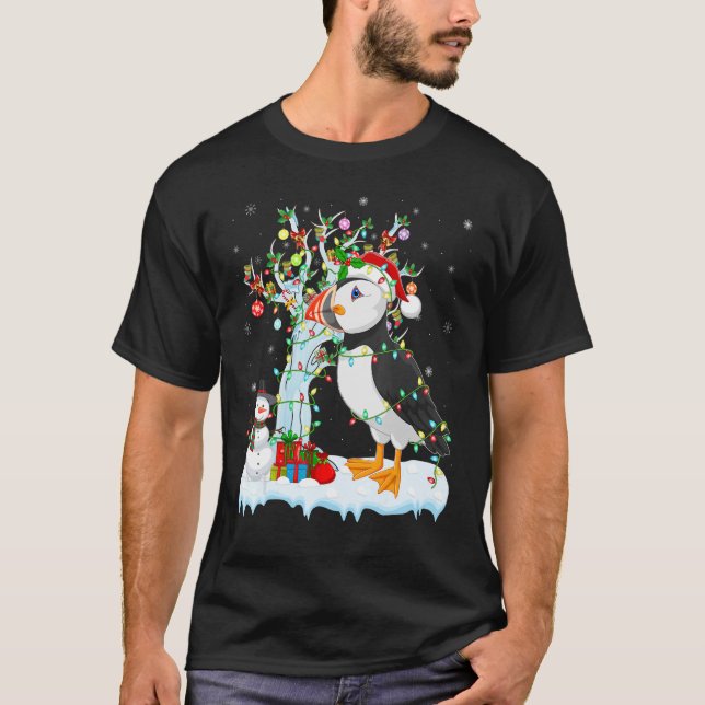 Camiseta Puffin Bird Xmas Element Tree Lighting Puffin Chri (Frente)