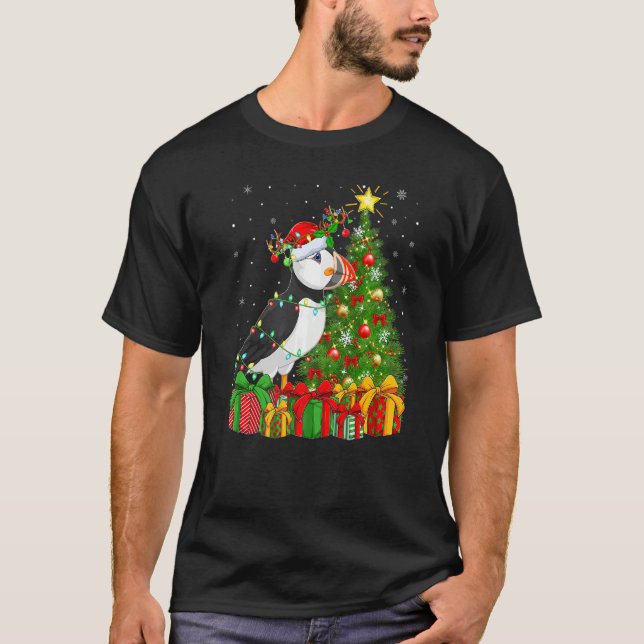 Camiseta Puffin Bird  Xmas Holiday Santa Puffin Christmas T (Frente)