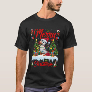 Camiseta Puffin Bird Xmas Tree Lighting Santa Hat Puffin Ch