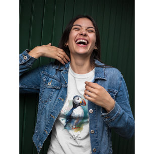 Camiseta Puffin cúmulo de cor azul