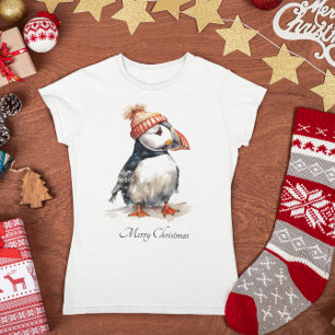 Camiseta Puffin de Natal, personalizável
