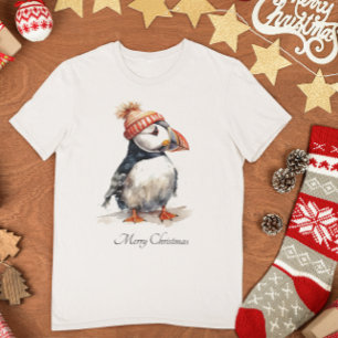 Camiseta Puffin de Natal, personalizável