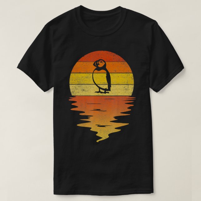 Camiseta Puffin retro sunset 70s vintage Puffin (Frente do Design)