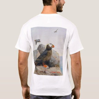 Camiseta Puffin tufado, trabalho de arte frente/verso