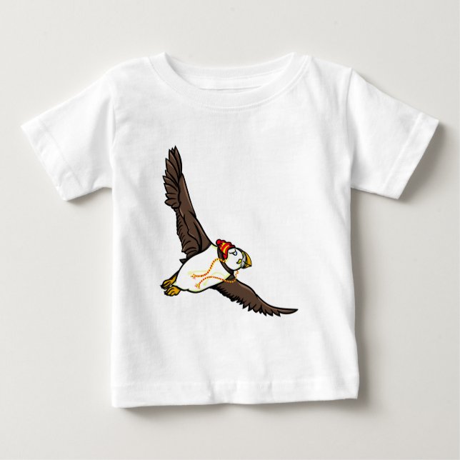 Camiseta Puffin Vestindo Um Chapéu Conhecido (Frente)