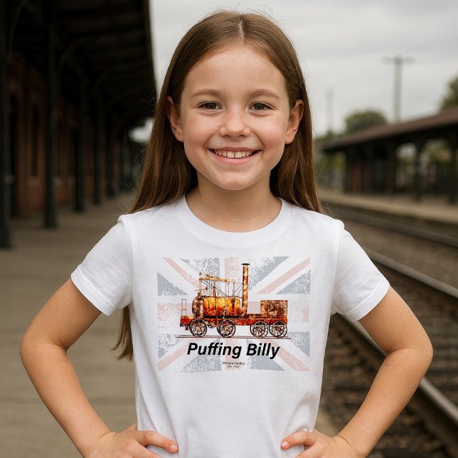 Camiseta Puffing Billy Steam Train Locomotive Inglês (Puffing Billy Steam Train English Locomotive. Girl Basic T-Shirt)