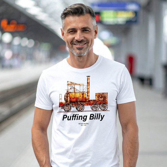 Camiseta Puffing Billy Steam Train Locomotive Inglês (Puffing Billy Steam Train English Locomotive. Mens Basic T-Shirt)