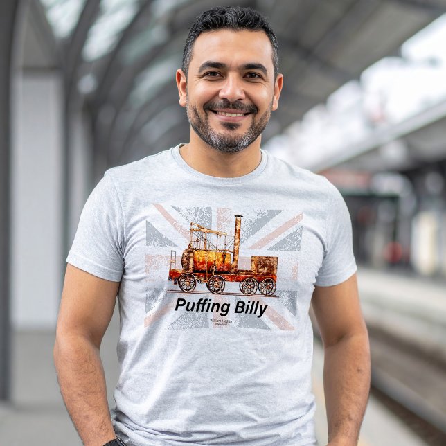 Camiseta Puffing Billy Steam Train Locomotive Inglês (Puffing Billy Steam Train English Locomotive. Mens Basic T-Shirt)