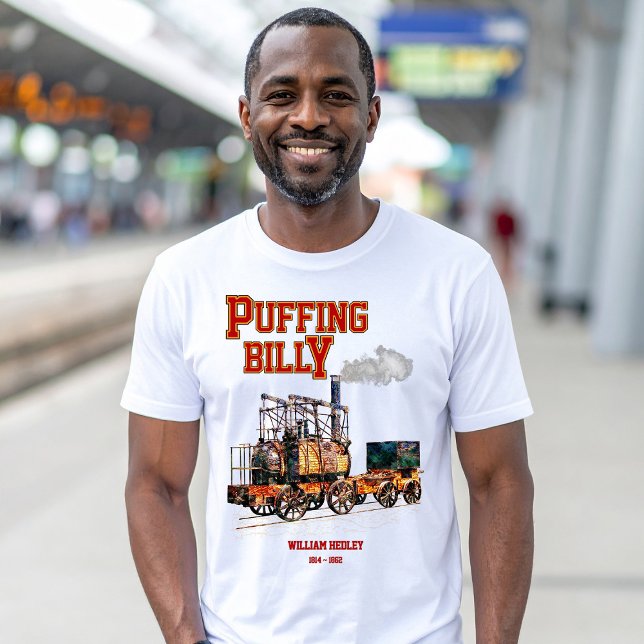 Camiseta Puffing Billy Steam Train Locomotive Inglês (Puffing Billy Steam Train English Locomotive. Mens Basic T-Shirt)