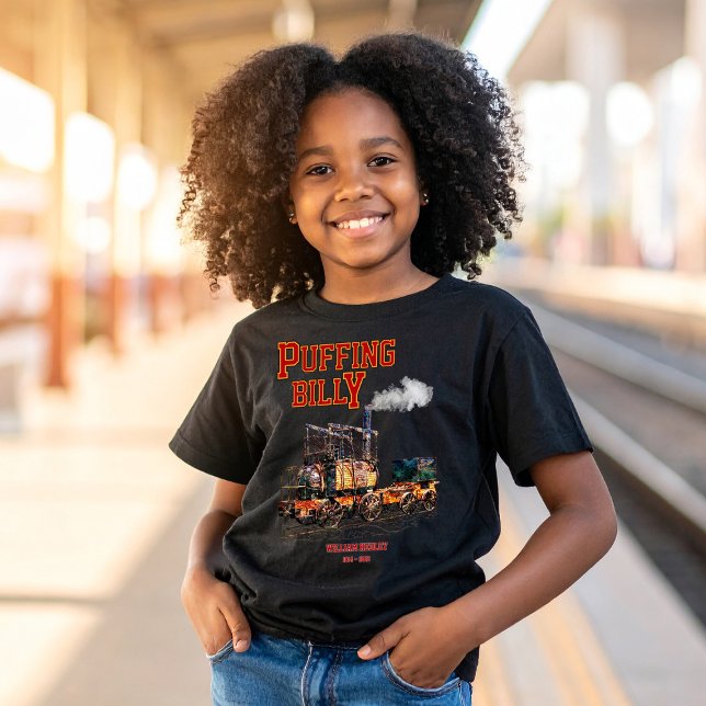 Camiseta Puffing Billy Steam Train Locomotive Inglês (Puffing Billy Steam Train English Locomotive. Girl Basic T-Shirt)
