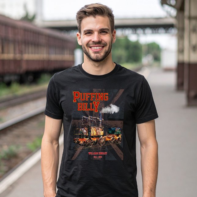 Camiseta Puffing Billy Steam Train Locomotive Inglês (Puffing Billy Steam Train English Locomotive. Mens Basic T-Shirt)