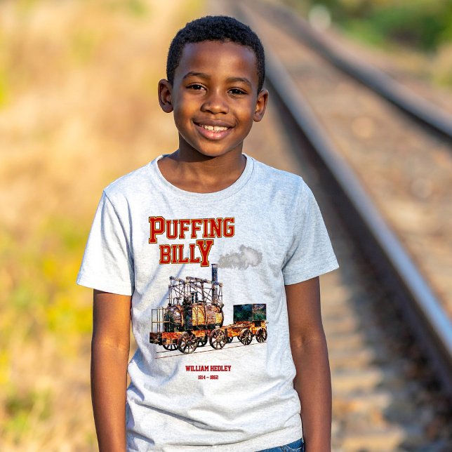 Camiseta Puffing Billy Steam Train Locomotive Inglês (Puffing Billy Steam Train English Locomotive. Boy Basic T-Shirt)