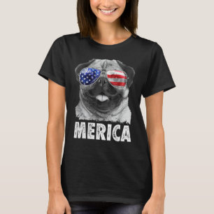 Camiseta Pug 4 de julho Shirts Merica Men Women USA America