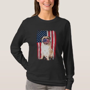 Camiseta Pug American Flag Dog Veste A Máscara 4 De Julho