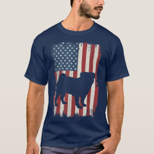 Camiseta Pug American Flag USA Dog Lovers Puppy EUA