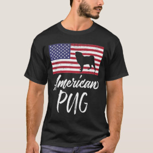 Camiseta Pug Americano Design de Bandeira dos EUA para Aman