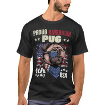 Pug Americano Orgulhoso 4 de Julho Presente para A