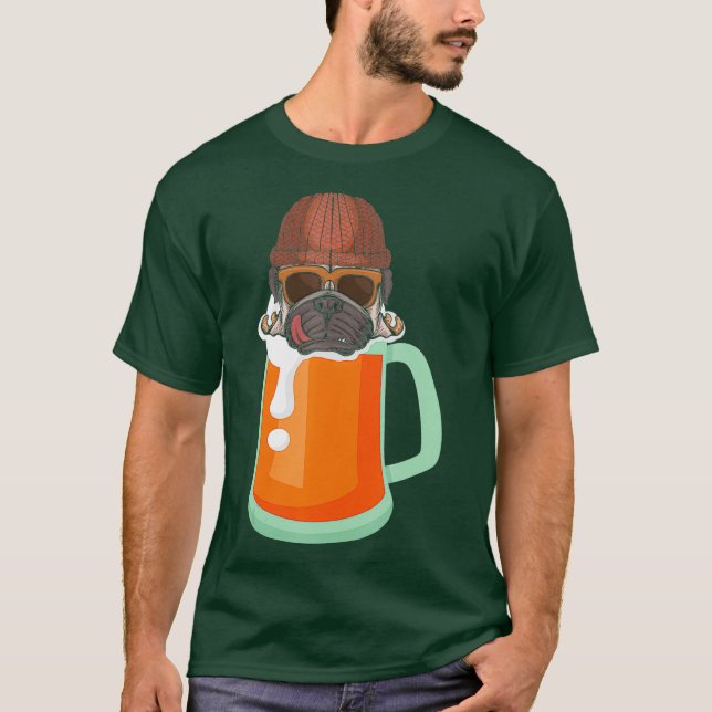 Camiseta Pug and Craft Beer Drinker Brewery Funny Alcohol (Frente)