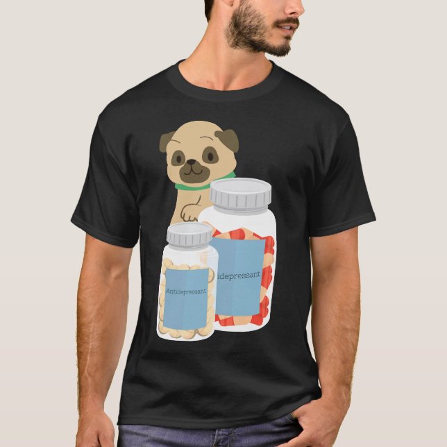 Camiseta Pug antidepressivo 882 (Frente)
