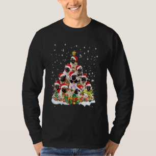 Camiseta Pug Árvore de Natal Chapéu de Papai Noel Pijama Pu