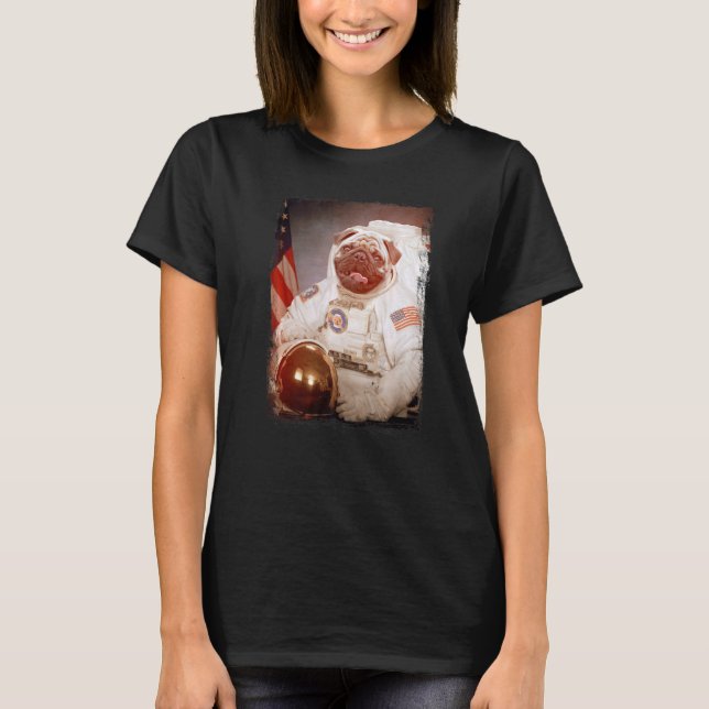 Camiseta Pug Astronaut Moon Space Mission Animal Astronaut (Frente)