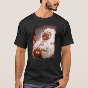 Camiseta Pug Astronauta Missão Espacial na Lua Animal Astro