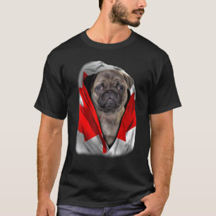 Camiseta Pug Bandeira do Canadá Cães