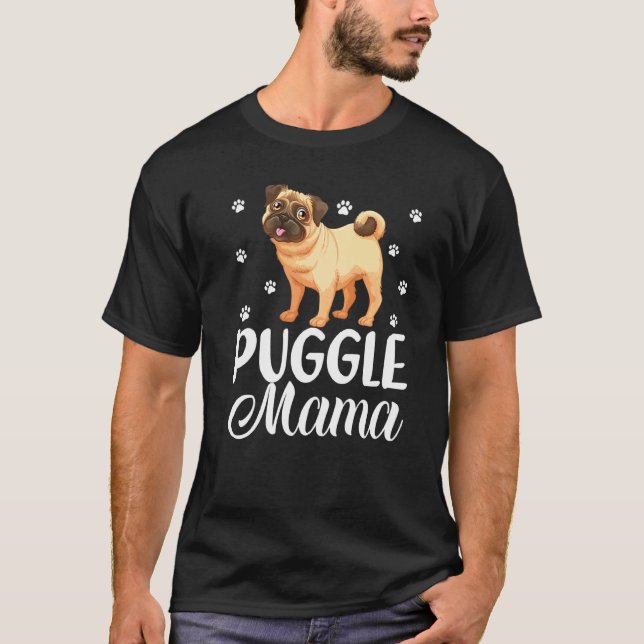 Camiseta Pug Beagle Fofa Puggle Mamãe Dia das Mães (Frente)