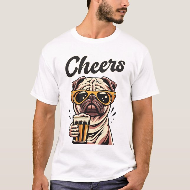 Camiseta Pug Bebendo Beer Memory (Frente)