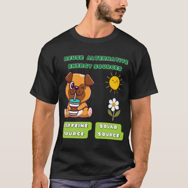 Camiseta Pug bebendo café (Frente)