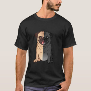 Camiseta Pug Black And White, Pug A Meia Preta E Pug A H